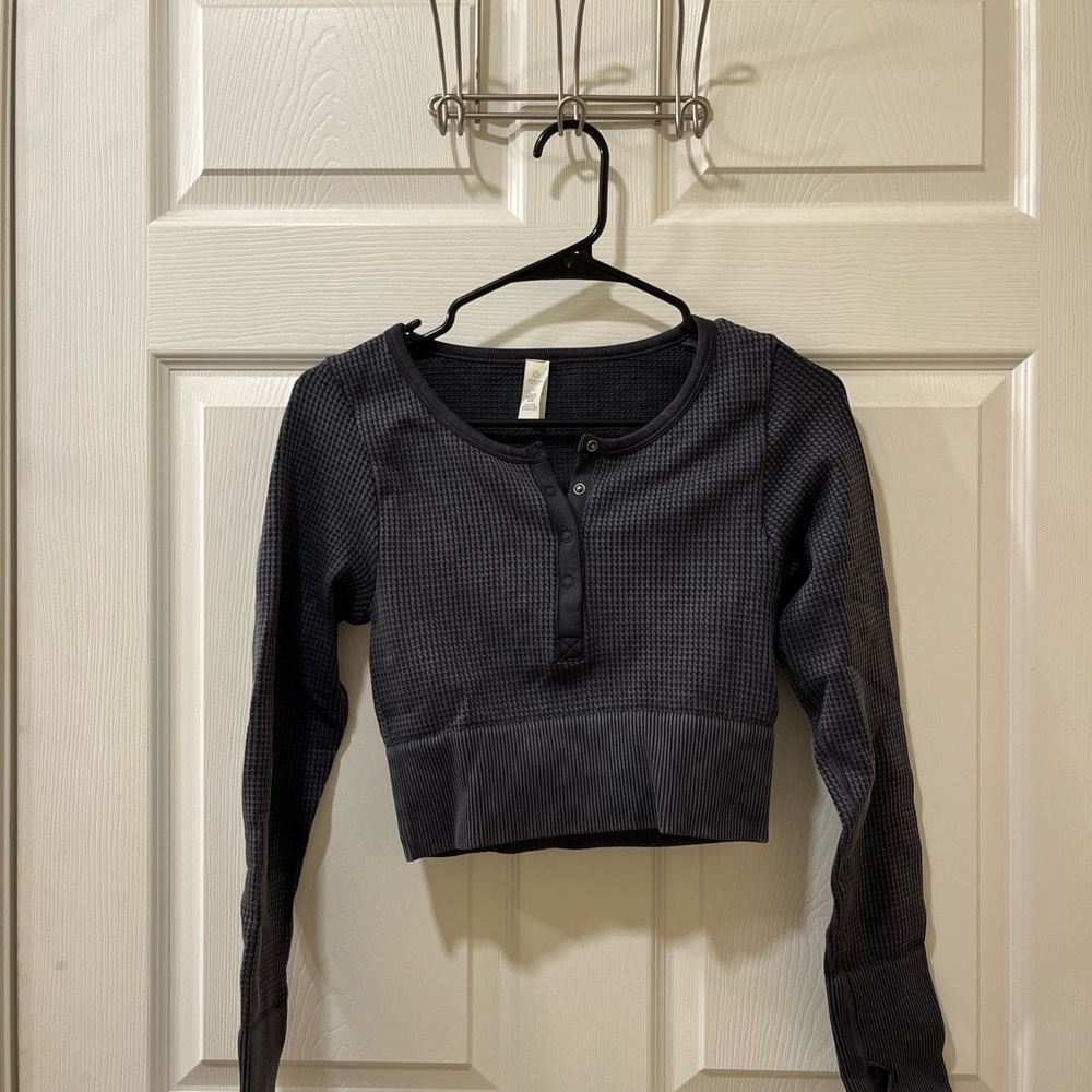 Aerie Charcoal Waffle Crop Top